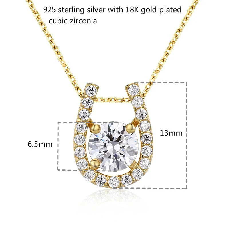 Подвеска в форме подковы из серебра 925 пробы с фианитом золотого цвета | Украшения