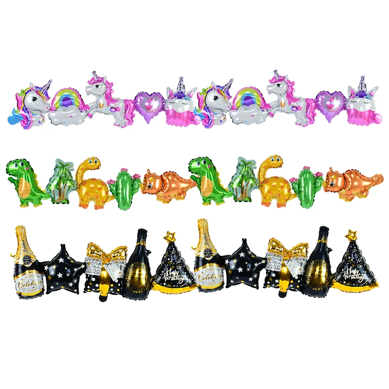 

2pcs/pack Cartoon Balloon Banner Cute Unicorn Dinosaur Theme Party Foil Balloon Decoration Banner Birthday Baby Shower Supplies