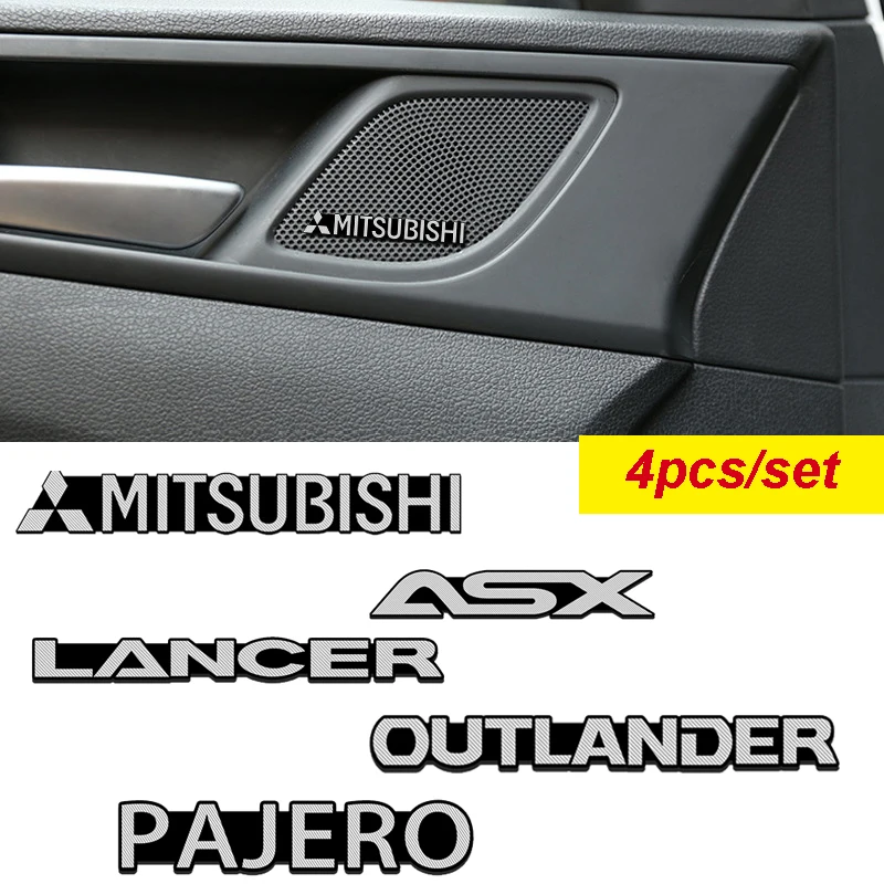 

4 шт. 3D наклейки на колонки Автомобильные звуковые наклейки для Mitsubishi ASX Lancer Pajero Outlander эмблема Eclipse Colt Delica аксессуары с логотипом