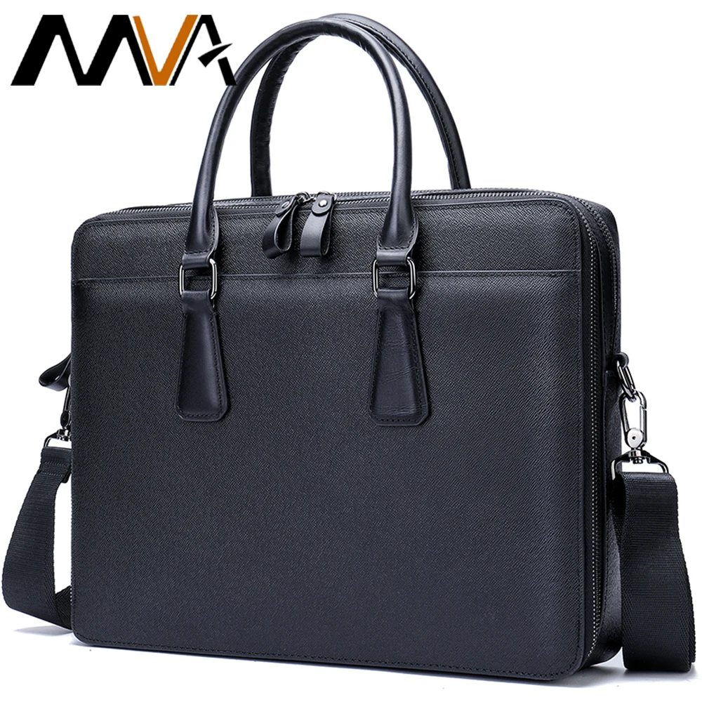 MVA Men Briefcase Bag Business Leather Shoulder Messenger Bags Office 13.3