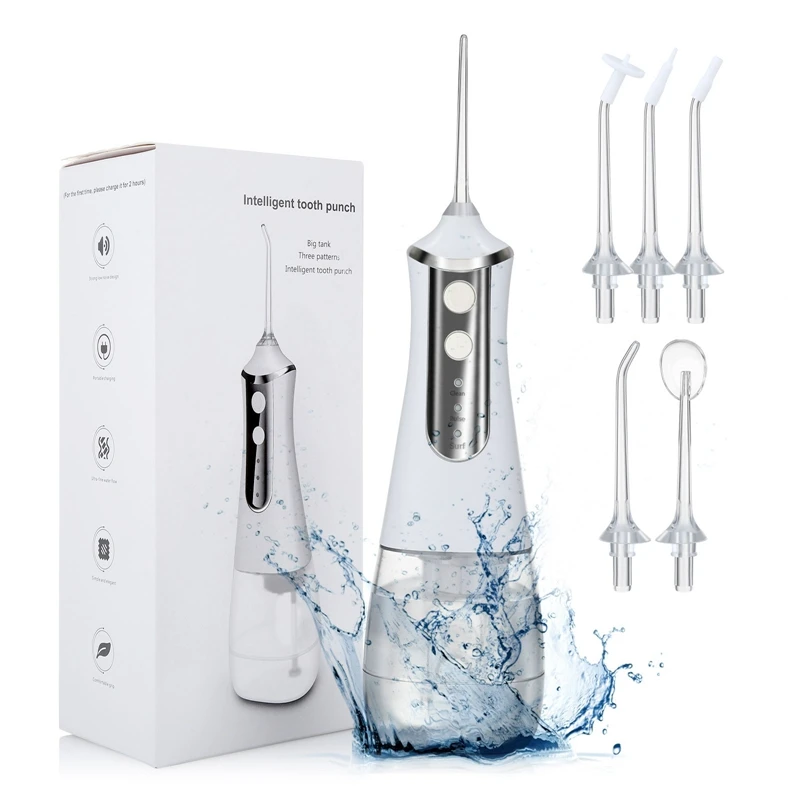 

Portable Oral Irrigator USB Rechargeable Water Flosser Water Jet 350ML Water Tank Waterproof Teeth Cleaner