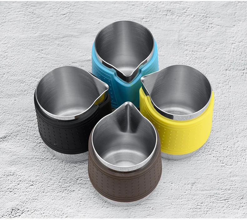 

Кофейная чашка из нержавеющей стали 304, толстая силиконовая вытягивающая чашка, молочная пузырьковая чашка, подходящая для кофе посуда