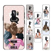 toplbpcs black brown hair baby mom girl son phone case for samsung s20 lite s21 s10 s9 plus for redmi note8 9pro for huawei y6
