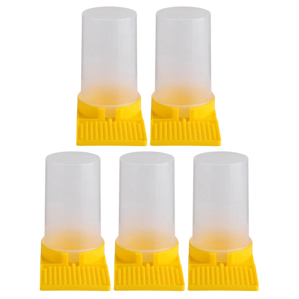 

5 Pcs Bee Food Plastic Bees Cups Water Garden Beehive Honeycomb Feeder Watering Station Entrance