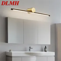 DLMH Contemporary Brass Vanity Fixture Mirror Front Light Led 3 Colors Bathroom Device Bath Makeup Simple Wall Lamp