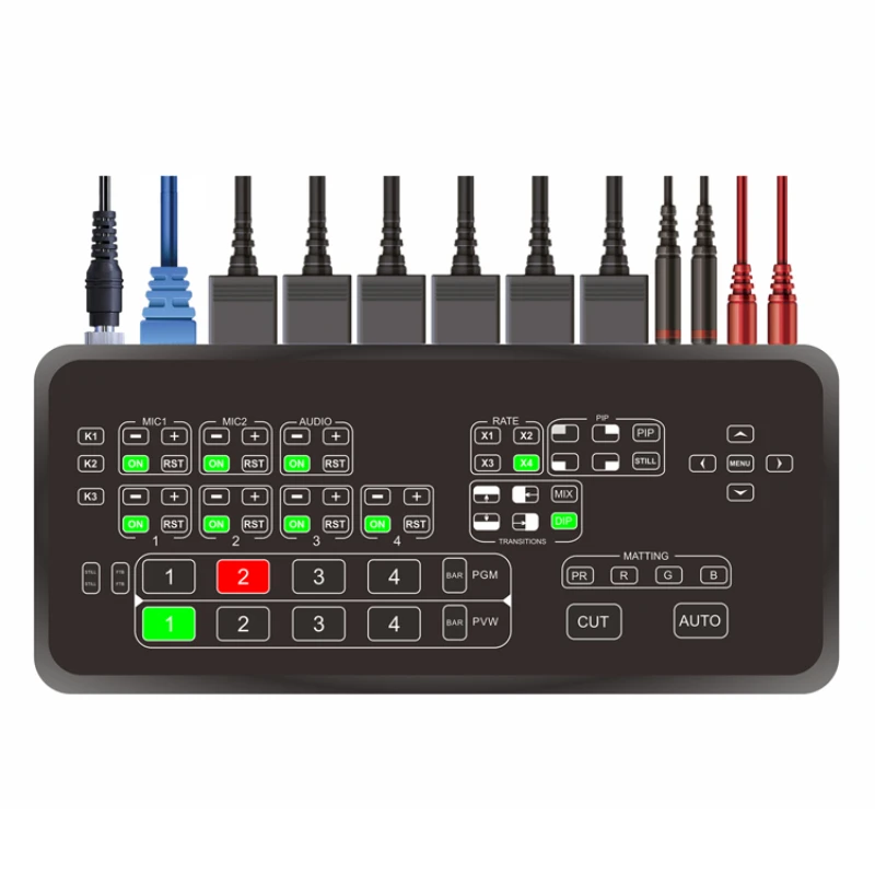 

one-click chroma multi-format 4k mini live stream switcher multi-view recording video mixer live production switcher