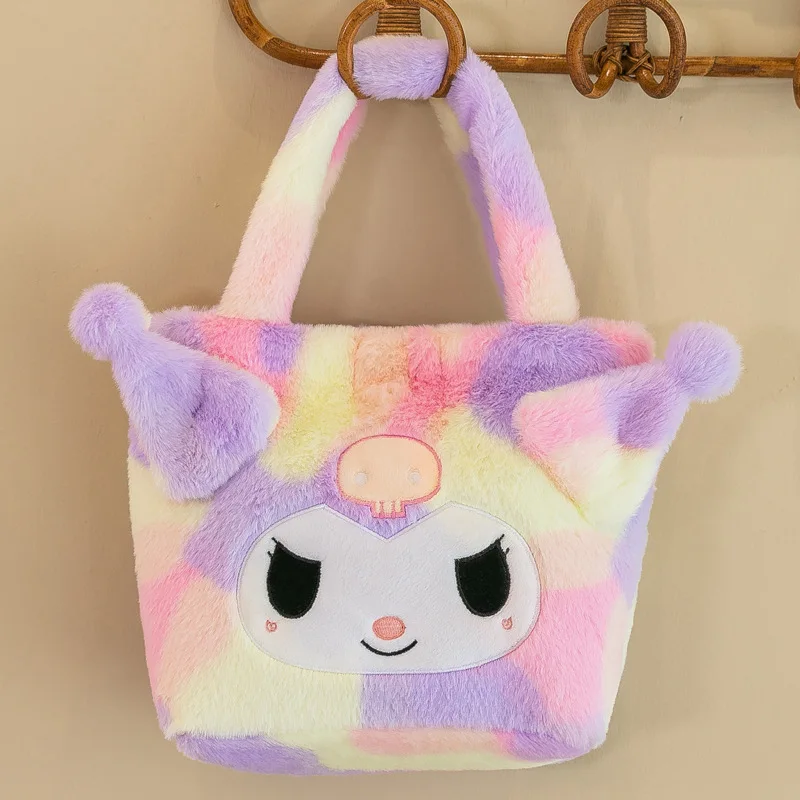 

Sanrio Plush Backpack Hello Kitty Kuromi Cute Bag Korean Version Large Capacity Plush Cartoon Handbag Birthday Gifts for Kids