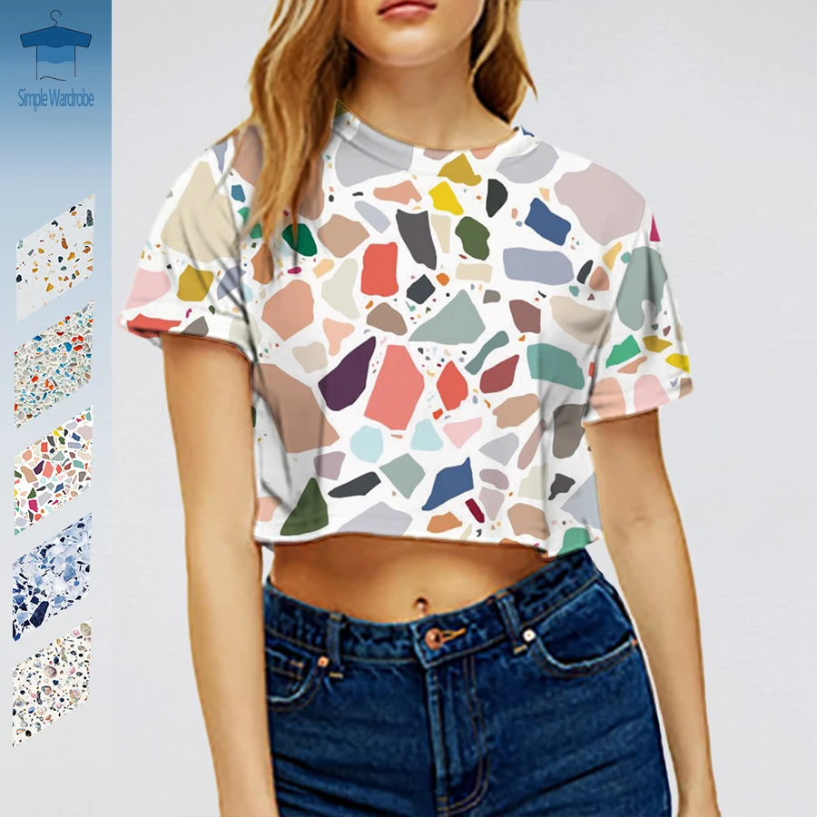 

Waterstone Crop Top Colorful T Shirts For Women O-neck Short Sleeve Casual Wear New Female Hot Girl Summer Fashion Loose Tee