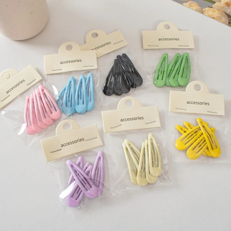 

5pcs Candy Color Snap Hair Clips Hairpins Waterdrop Shaped Barrettes Bangs Side Clip Cute Women Girls Hairpin Hair Accessories