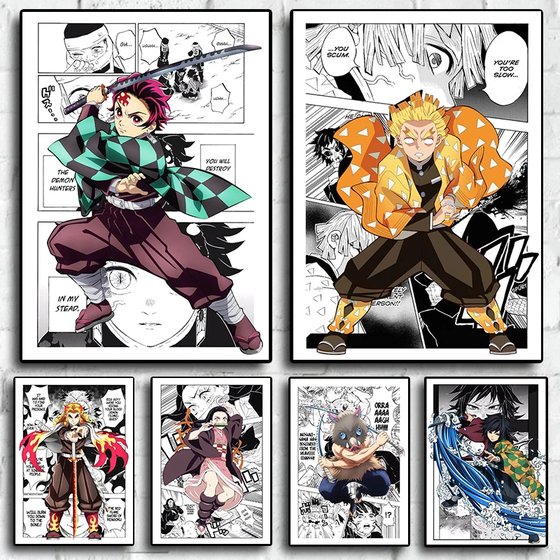 

Японская аниме-фигурка убийца демонов, искусство, домашний декор, качественная Картина на холсте, Постер для спальни, гостиной, детской комн...