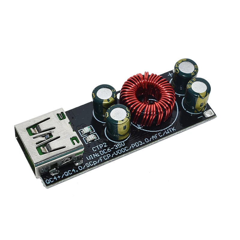 Адаптер быстрой зарядки QC4.0 QC3.0 USB Type-C понижающий модуль повышения мощности 6 -35 В