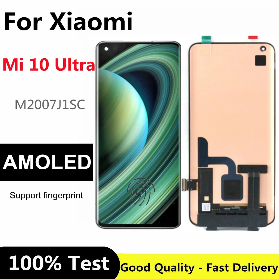 

6,67 ''AMOLCD для Xiaomi mi 10 Ultra дисплей сенсорный экран дигитайзер M2007J1SC в сборе Xiaomi Mi 10 ultra LCD
