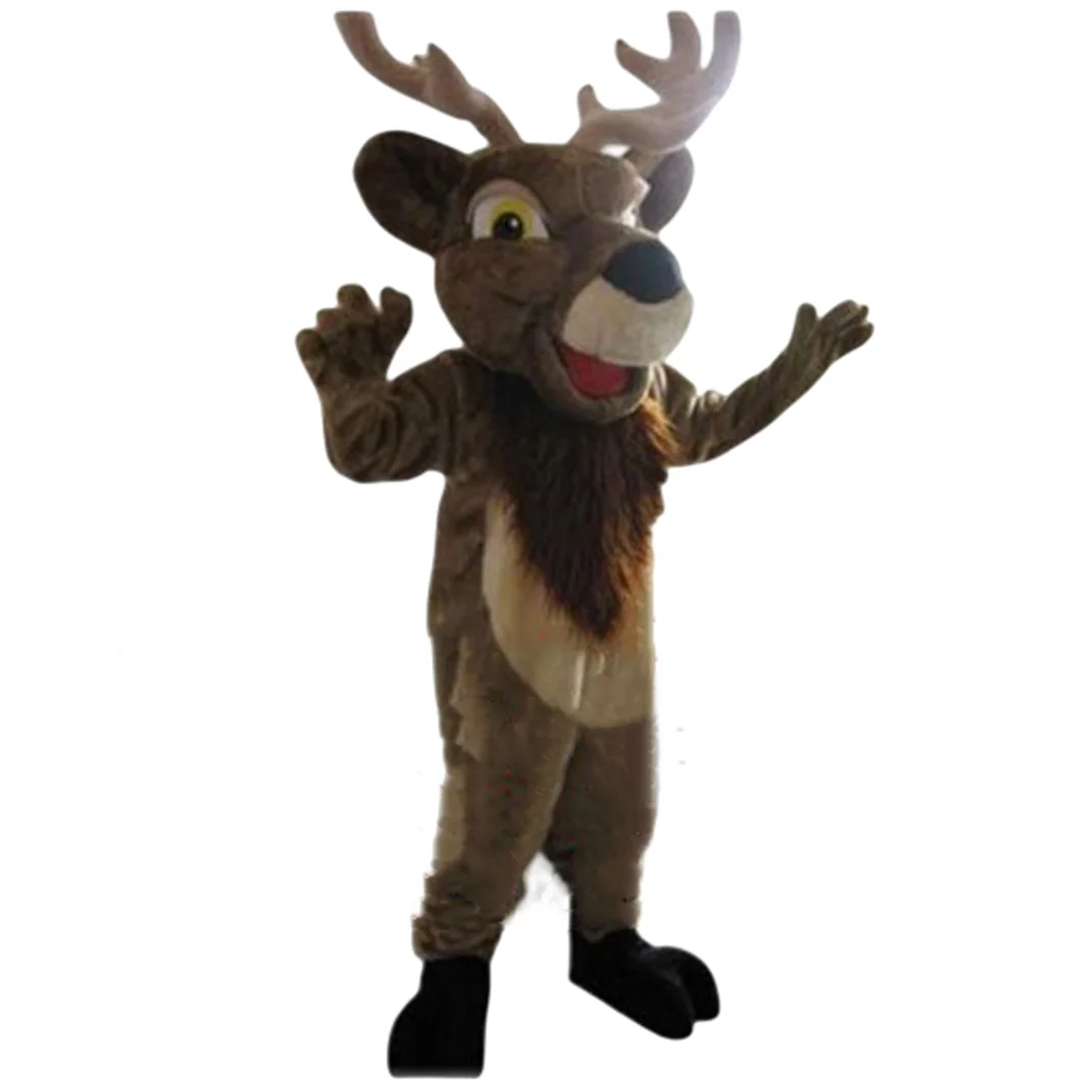 

Long Fur Elk Cartoon Mascot Costume Hairy Reindeer Character Headgear Christmas Parade Suits Deer Giraffe Cosplay Dress Fursuits