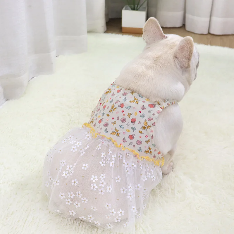 

French Fighting Skirt Bulldog Short Skirt Tulle Skirt Cute Sling Dog Vest Cotton Fat Dog Pug Clothes Dog Dress Dog Clothes