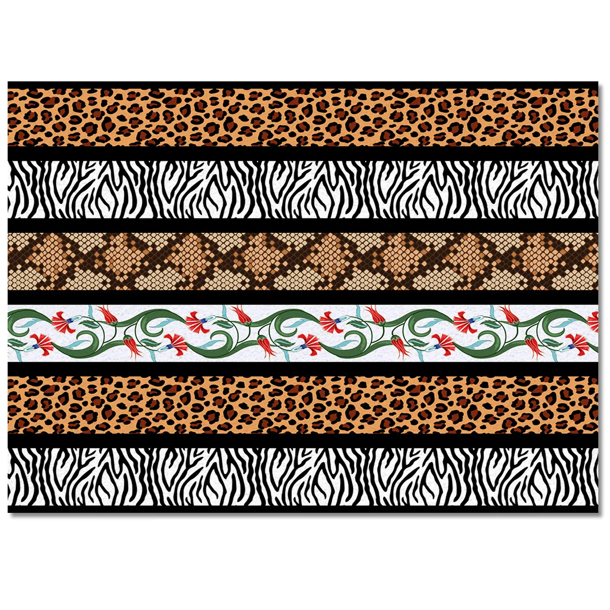 Leopard Zebra Pattern Flower Carpets for Living Room Bedroom Area Rugs Large Non-slip Entrance Door Mat Printed Carpet |