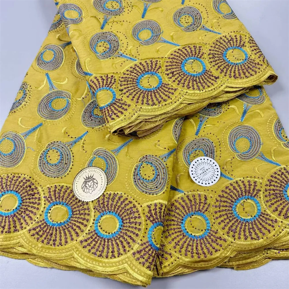 2024 Новая африканская французская швейцарская кружевная ткань с камнями