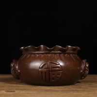 7 tibetan temple collection purple bronze golden bag fish pattern send blessings incense burner treasure bowl gather fortune