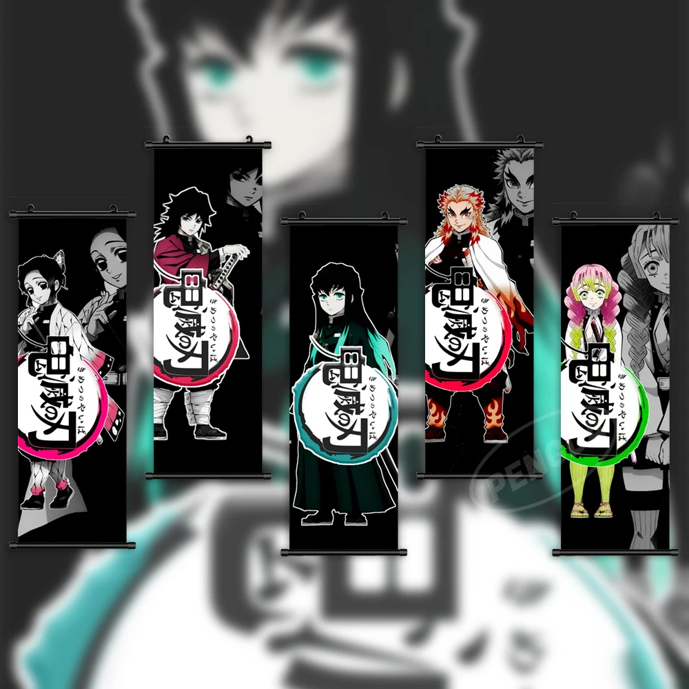 

Wall Art Anime Canvas Demon Slayer Pictures Modern Painting Kochou Shinobu Print Tomioka Giyuu Poster Hanging Scrolls Home Decor