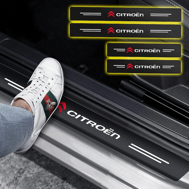 Автомобильные наклейки для защиты порогов дверей багажника Citroen C4 C3 C5 C1 Berlingo Celysee Cactus Picasso (комплект из 4 штук)