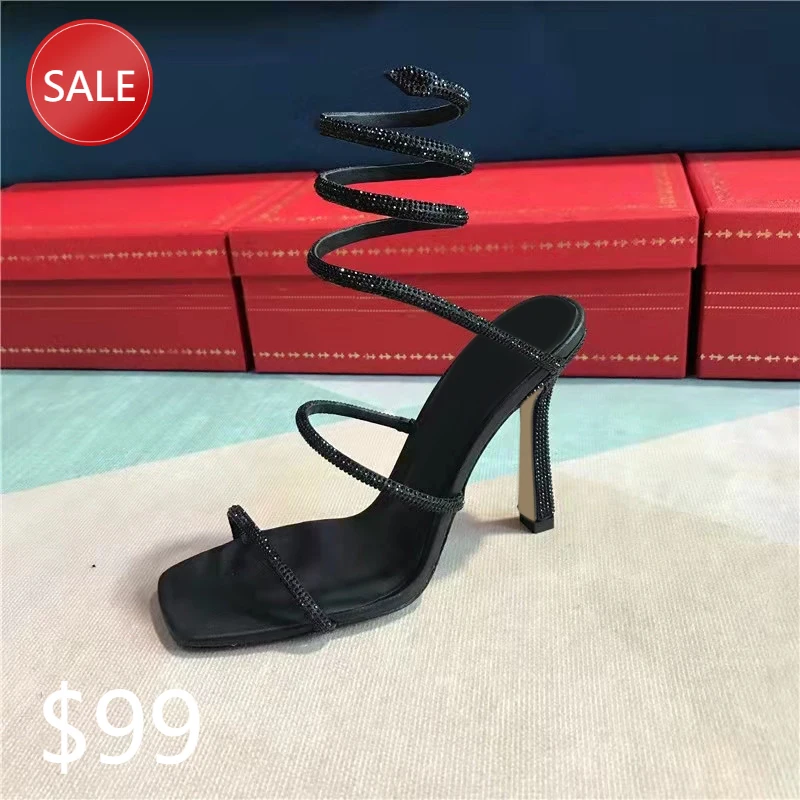 

CHMILE CHAU Ankle Strap Crystal Sandal Woman Elegant Rhinestone Luxury Sandals Sweet Ladies High-heeled Sandal Wedding 77-CHC-26