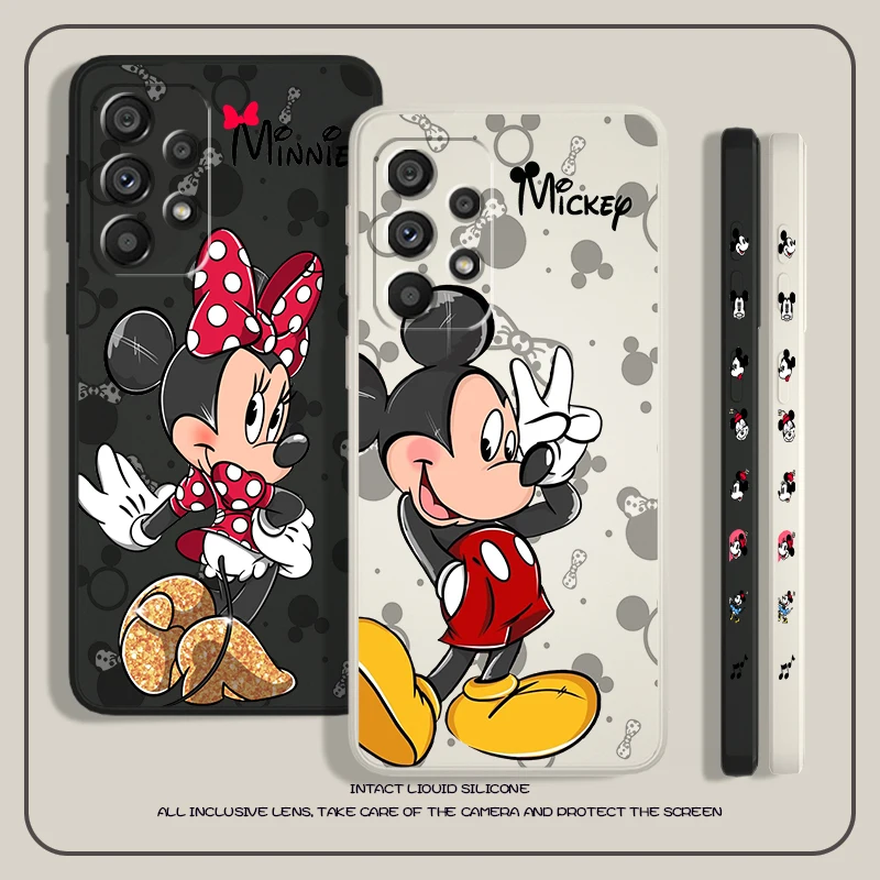 

Mickey Minnie Mouse Cute Liquid Left Rope Phone Case For Samsung A73 A72 A71 A52 A53 A54 A51 A42 A34 A32 A14 A13 A12 A23 5G Capa