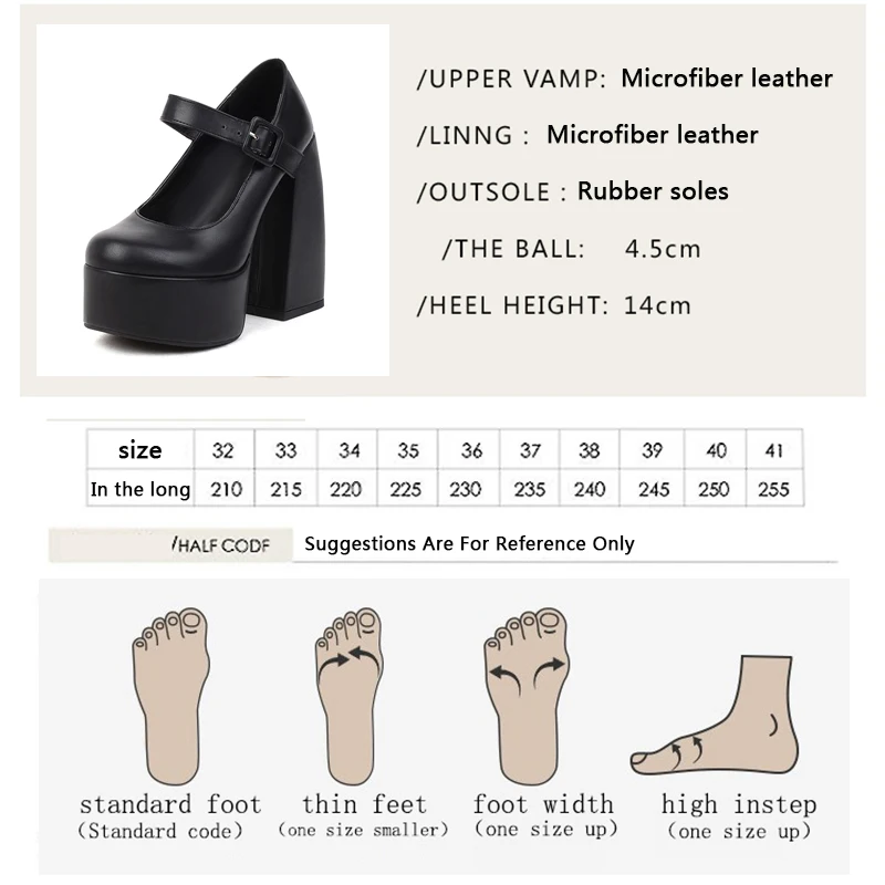 GOGD Women Shoes Japanese Style Lolita Shoes Thick Platforms High Heels Black Fashion Quality Student Mary Jane Shoes Big Size