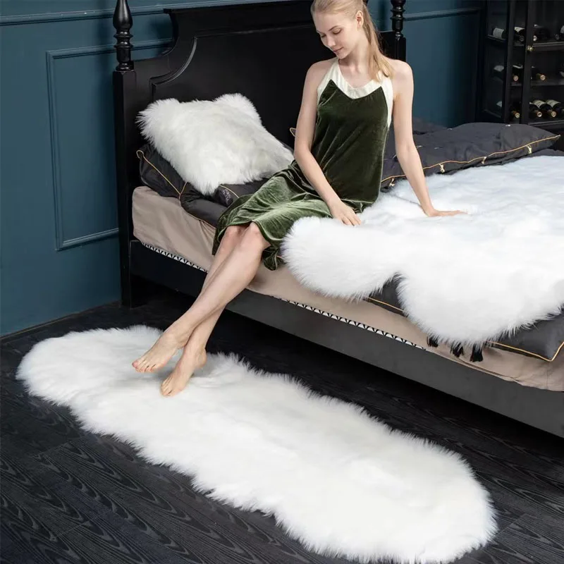 Fluffy Faux Fur Carpet Irregular Carpet Chair Seat Cover Soft Sofa Cushion Modern Family Carpets For Living Room Bedroom Carpet