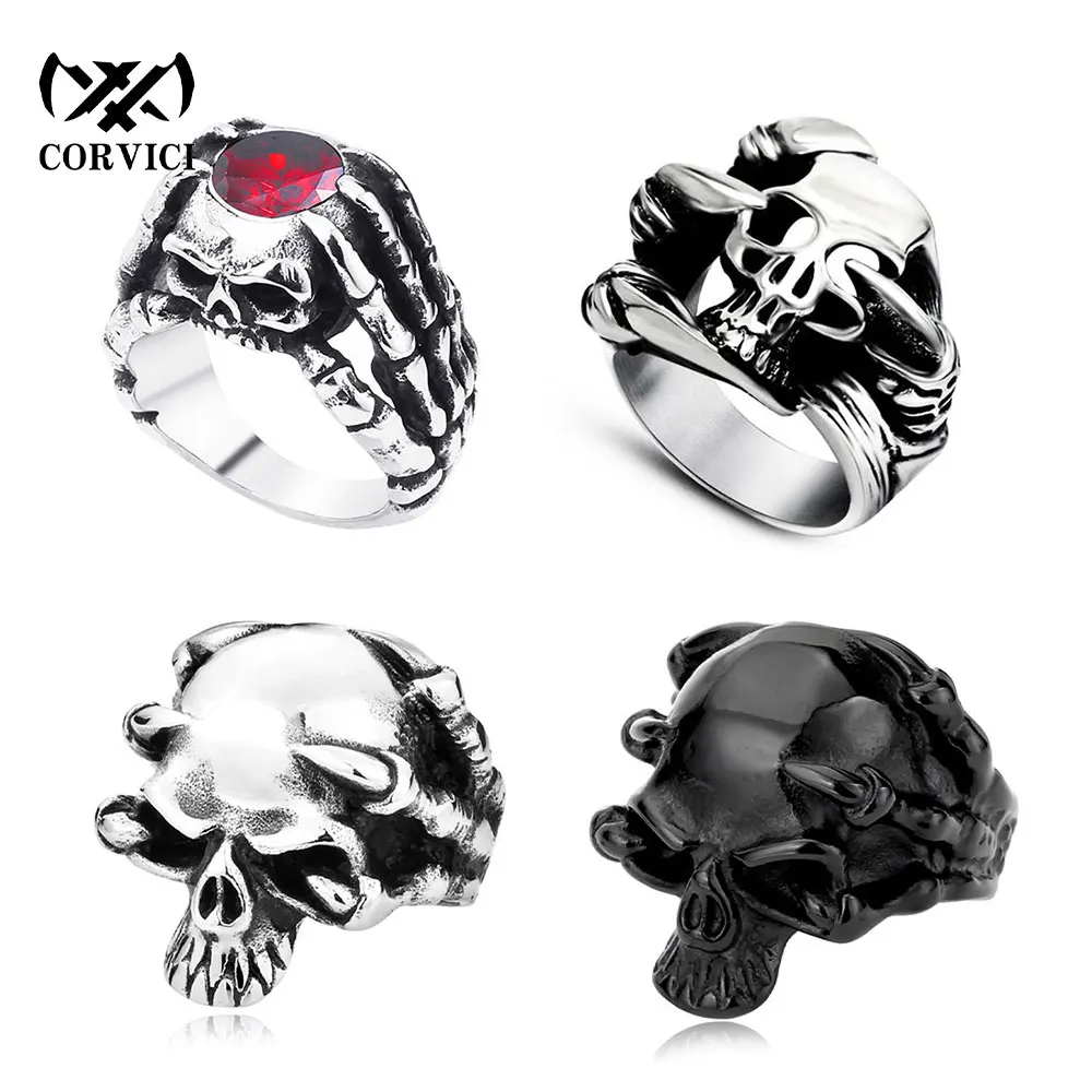 

CORVICI Brand Claw Skull Viking Vintage Gothic Aesthetic Retro Stainless Steel Biker Accessories Jewelry Rings for Women Men