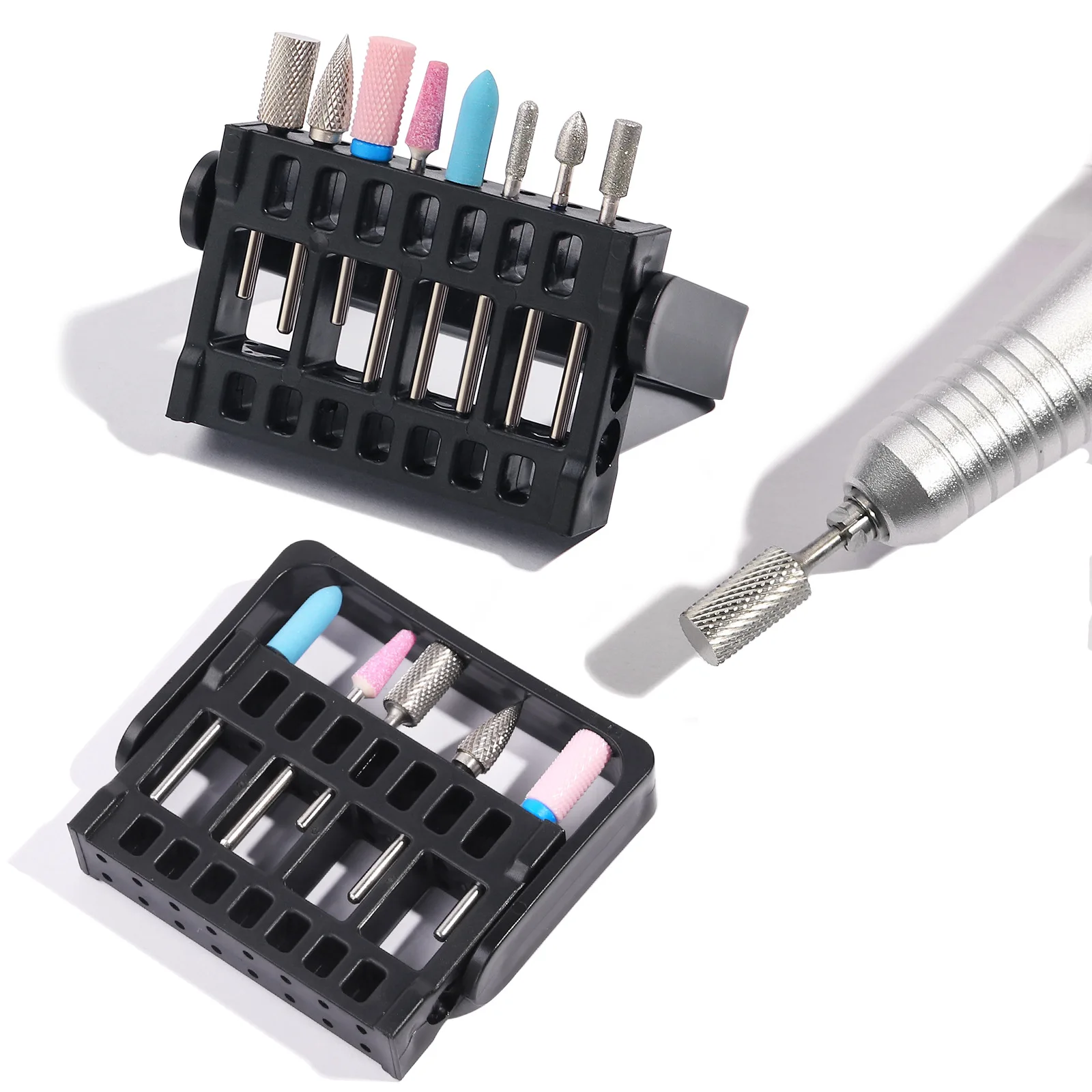 

5pcs 16 Holes plastic Nail Art Grinding Head Bit Holder Display Storage Box Nail Drill Bits Holder Container Stand Display Rack