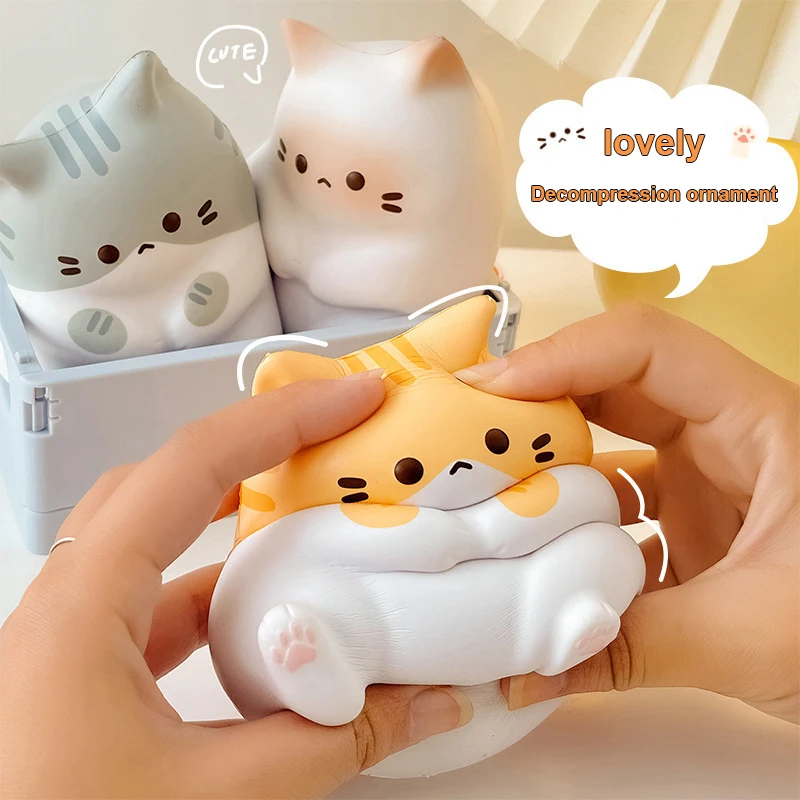 Смешные милые эластичные мягкие игрушки в виде кота сжимаемые для снятия стресса
