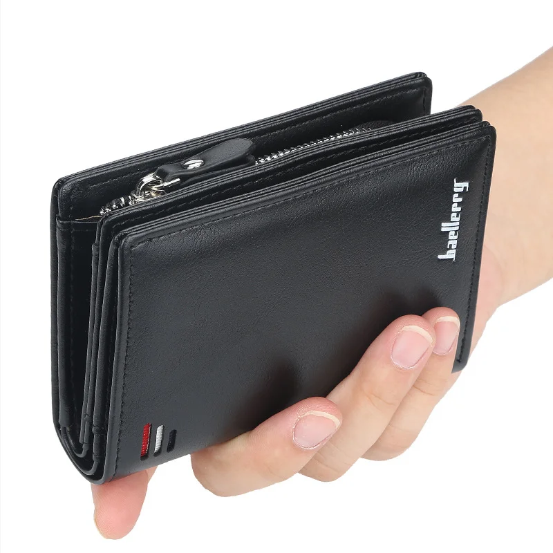 Men's New Zipper Short Wallets Multi-Card Slot Fashion Vertical Mini Snap ID Credit Card Holders Coin Purses For Men Money Bags