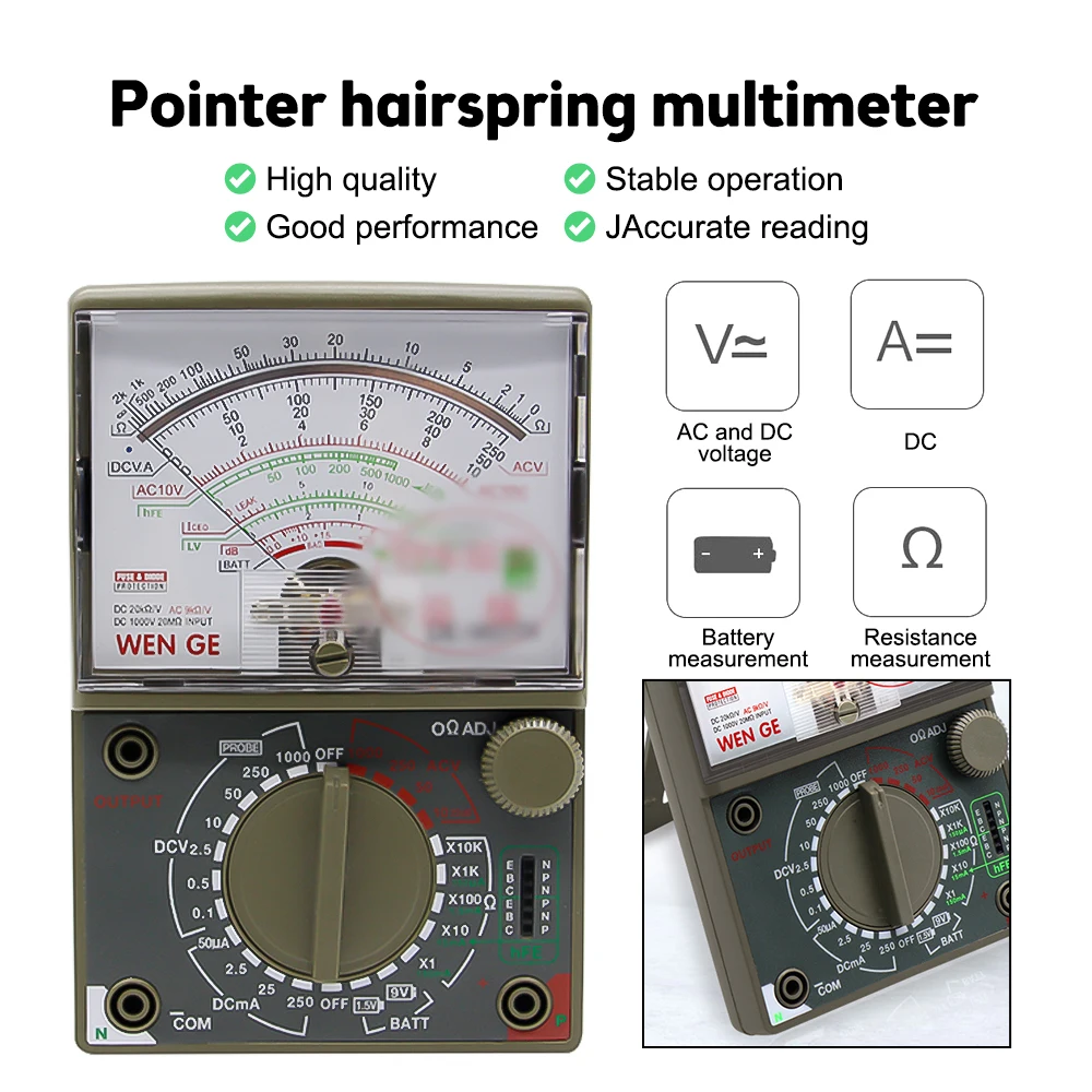 

Needle Type Universal Meter Pointer Display AC/DC 1000V Volt-Ammeter Analog Electrical Multimeters Resistor Tester Tools