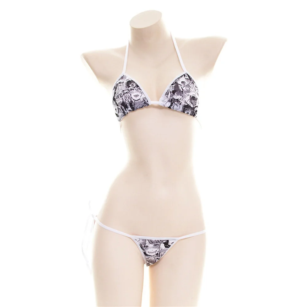 

Бикини, сексуальный кружевной купальник на бретельках с аниме комиксным принтом для девушек, пляжная одежда для загара, спа, купальник mayo, женский купальник, бикини, бикини, монокини