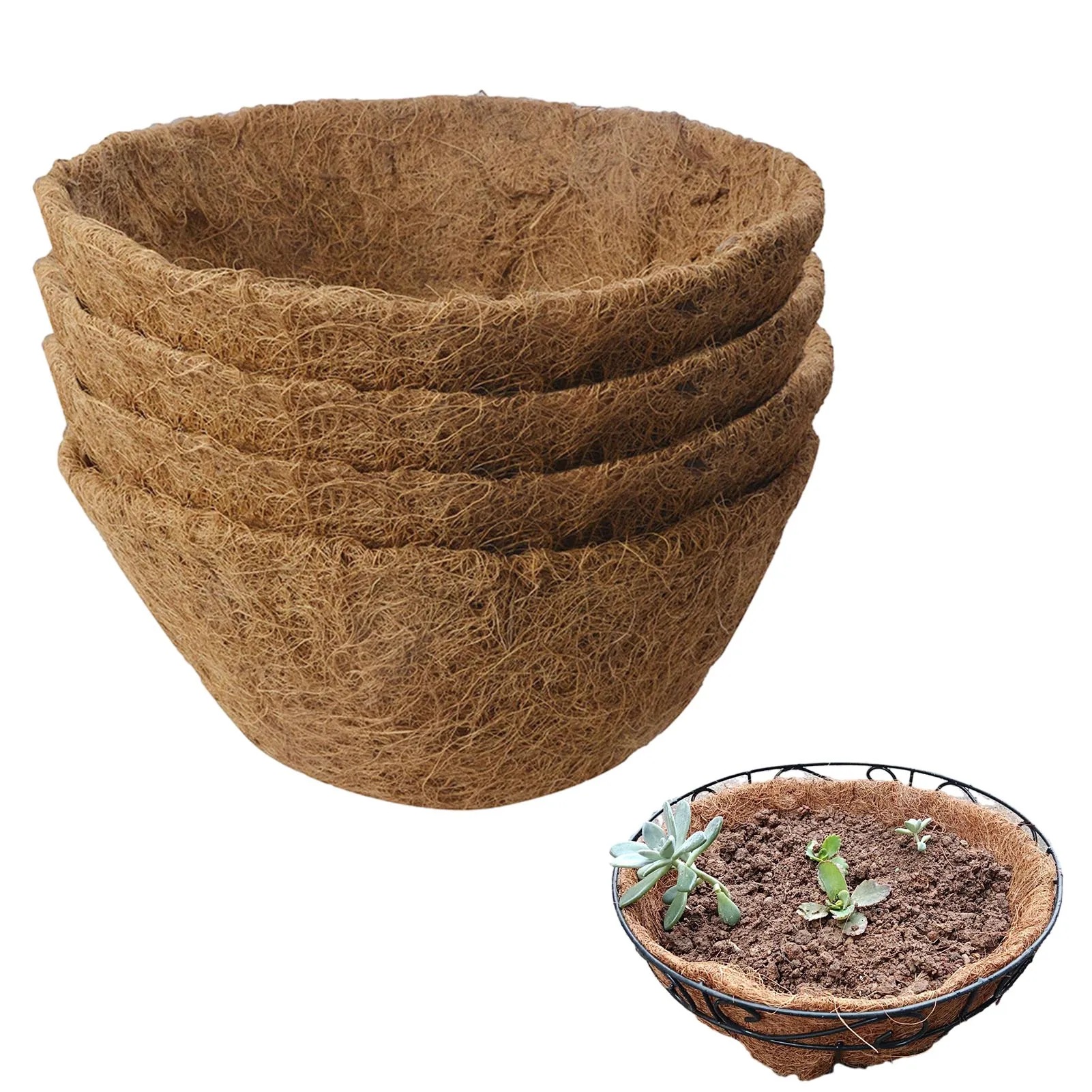 

4 шт., натуральные зеркальные вкладыши для круглых и подвесных корзин, 16 дюймов, для внутреннего и наружного садоводства