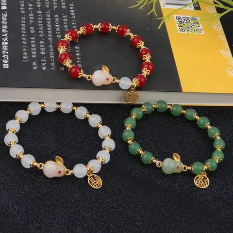 Women's elastic bracelet with Chinese -style beads