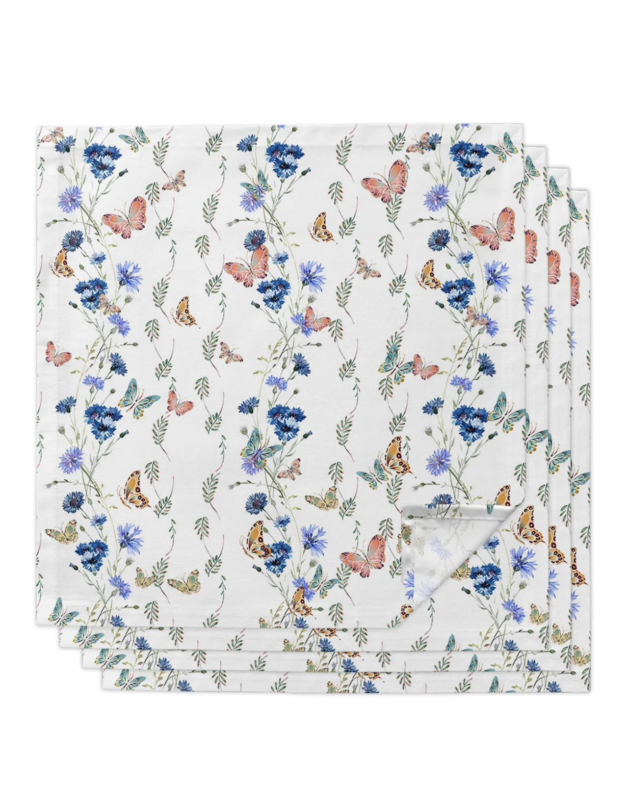 

4pcs Floral Gradient Butterfly Vintage Square 50cm Table Napkin Wedding Decoration Table Cloth Kitchen Dinner Serving Napkins