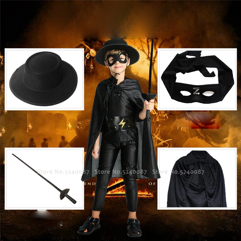 Маскарад семья для взрослых и детей Зорро Топы штаны маска шляпа вечерние пират