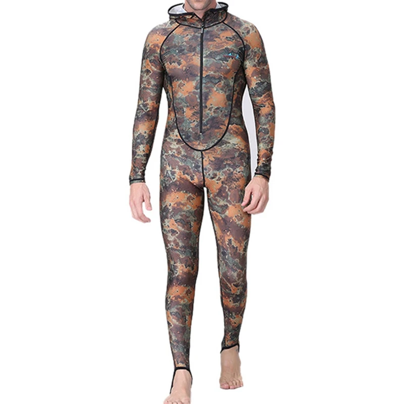 

2X Dive&Sail L /M Spearfishing Couple Suit Camo Skin Dive Wetsuit One Piece With Hood Jump Uv Protection Men Diving Suit