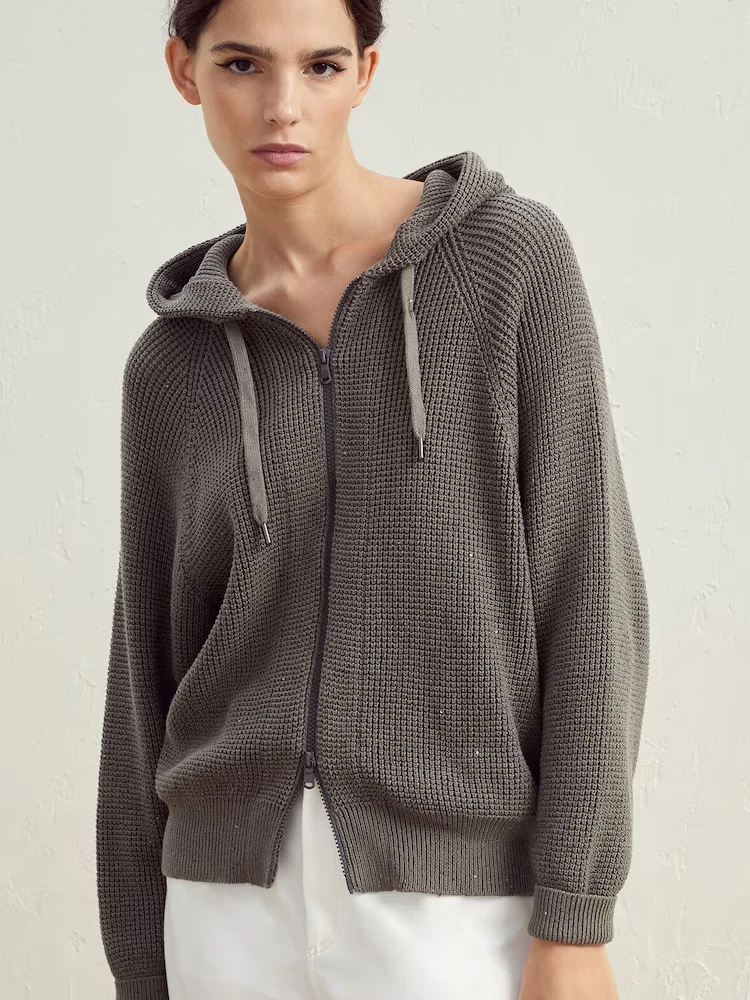 Модный повседневный Женский вязаный кардиган из хлопка