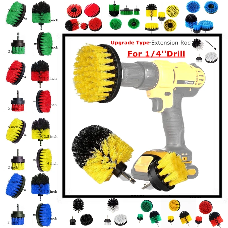 

1/4'' Electric Drill Brush Kit Electric Scrubber Brush Carpet Cleaner Toilet Brush Car Cleaning For Kitchen Tile Window Bathroom