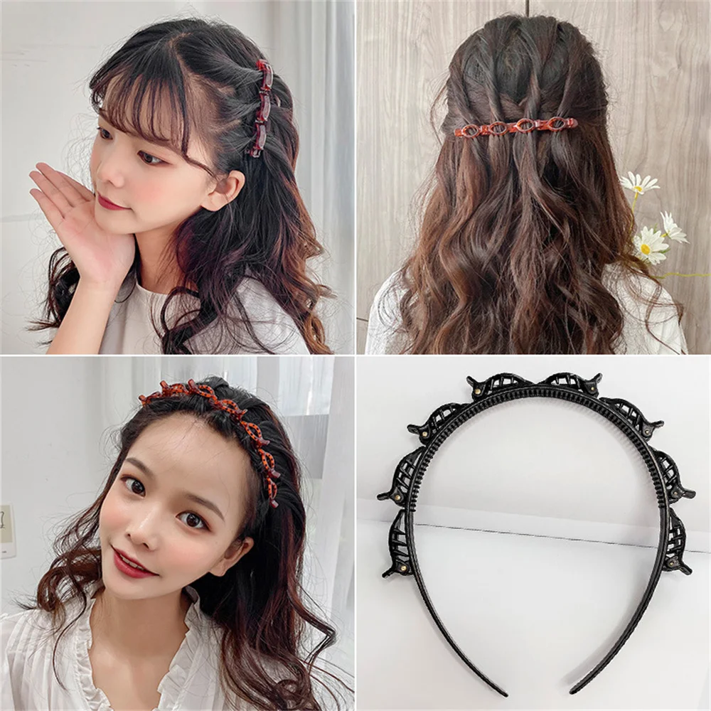 

Sparkling Crystal Stone Hollow Braided Headband Hairpin Bangs Fixed Hair Hairpin Top Clip Braided Artifact Clip Mass Headband