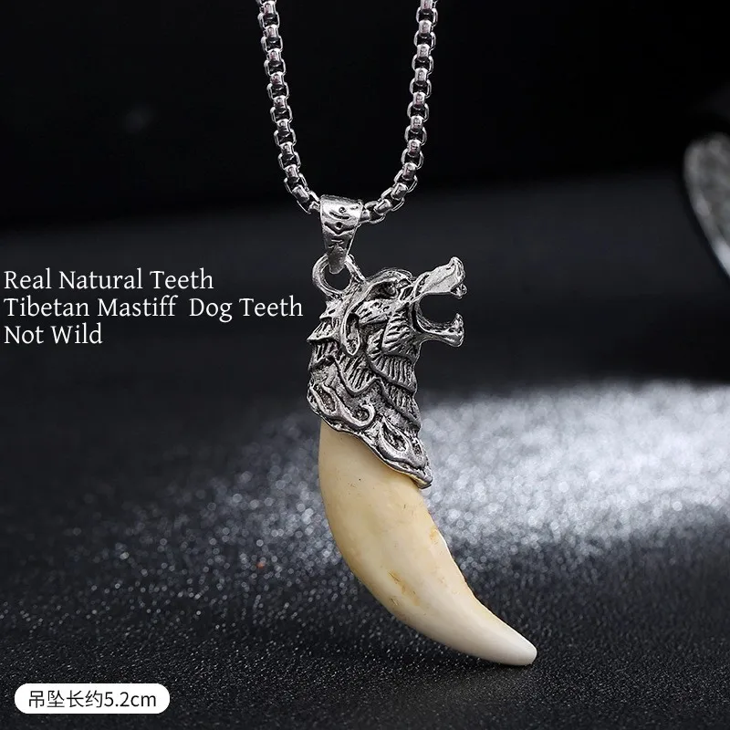 Могучий волк клык кулон ожерелье настоящий натуральный тибетский мастиф собака