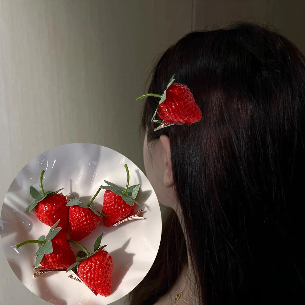 

New Strawberry Hairpins Cute Plastic Headwear Hair Accessories Girl Side Bangs Clip Sweet Hair Clips Headdress Duckbill Clips