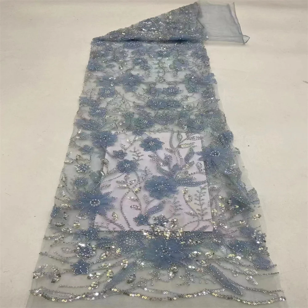 Роскошные Блестки африканские бисерные кружева тюлевые ткани 2024 французская 3D