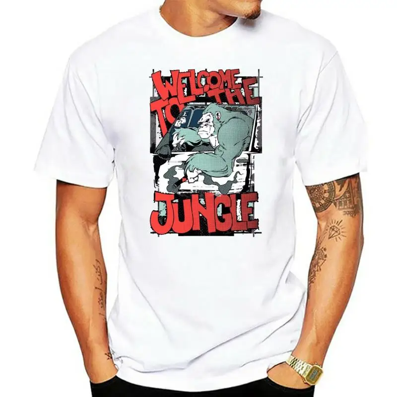 

Футболка мужская с круглым вырезом, хлопок, короткий рукав, добро пожаловать в джунгли, Горилла, Классическая, лето 2022