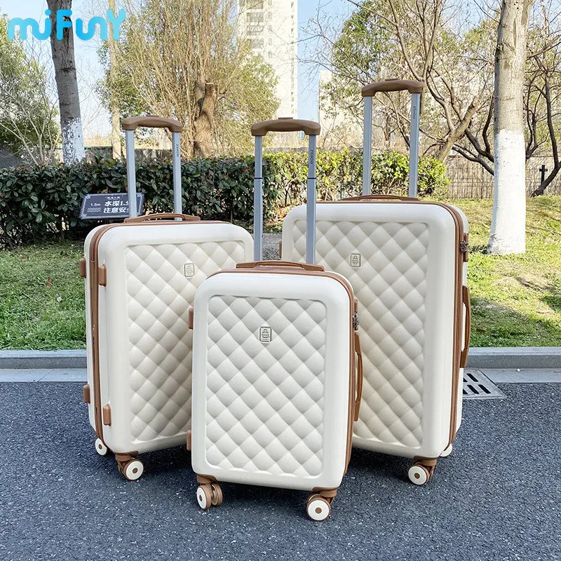 MiFuny Fashion Rolling Luggage Ins Popular Checked Trolley Bag Carry on Luggage with Wheels Spinner Travel Luggage Suitcases Set
