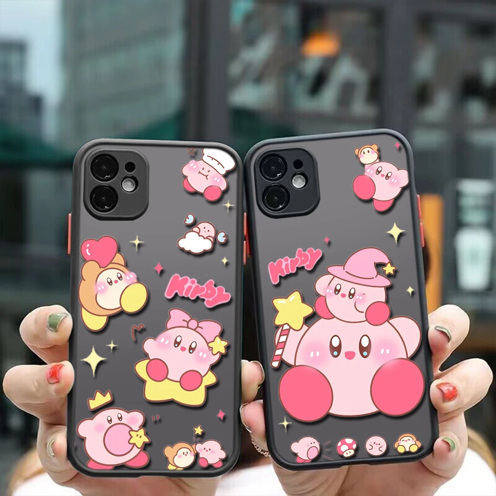 A21 Kirby тьмяная полировка Защитные линзы Мягкий прозрачный чехол для iPhone 15 14 Plus 13 12