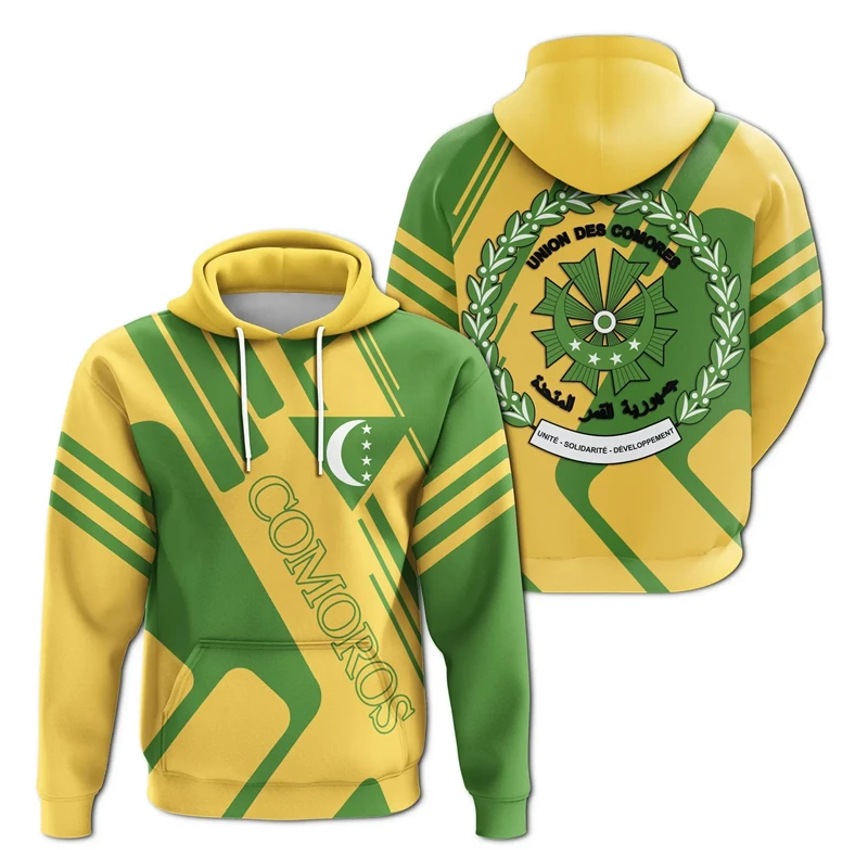 Africa Comoros Map Flag 3D Printed Hoodies For Men Clothes Patriotic Tracksuit National Emblem Graphic Sweatshirts Male Tops