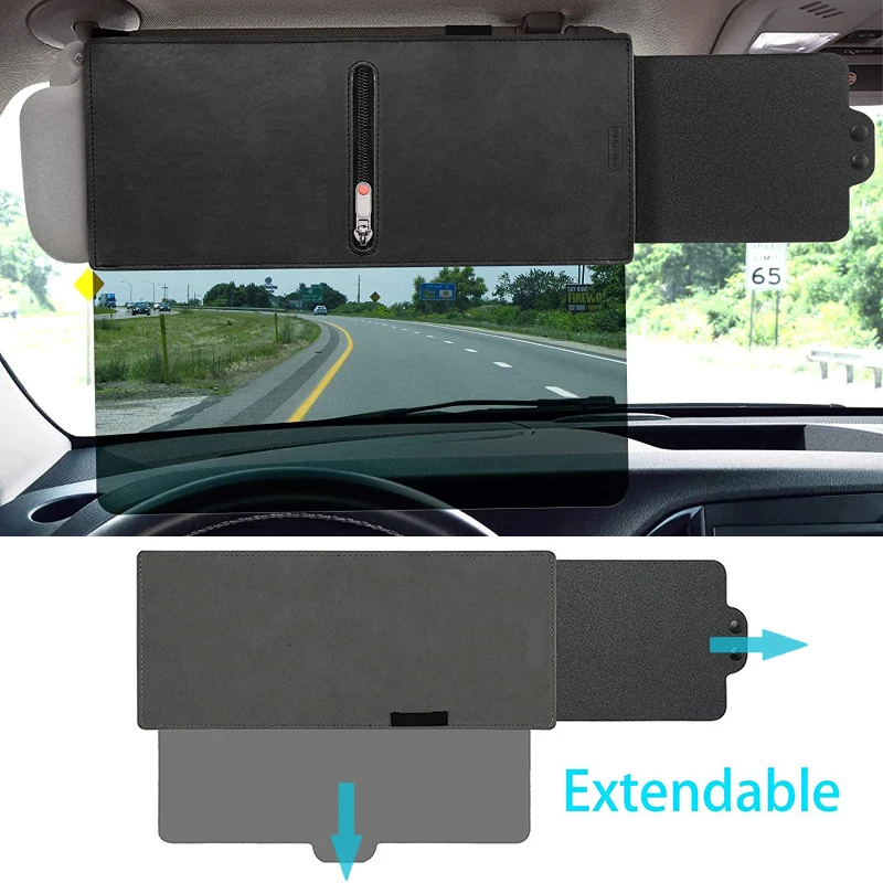 

Summer Car Sun Visor Anti-Glare Front Side Sunshade Extender Adjustable Sun Visor Extension for Universal Car