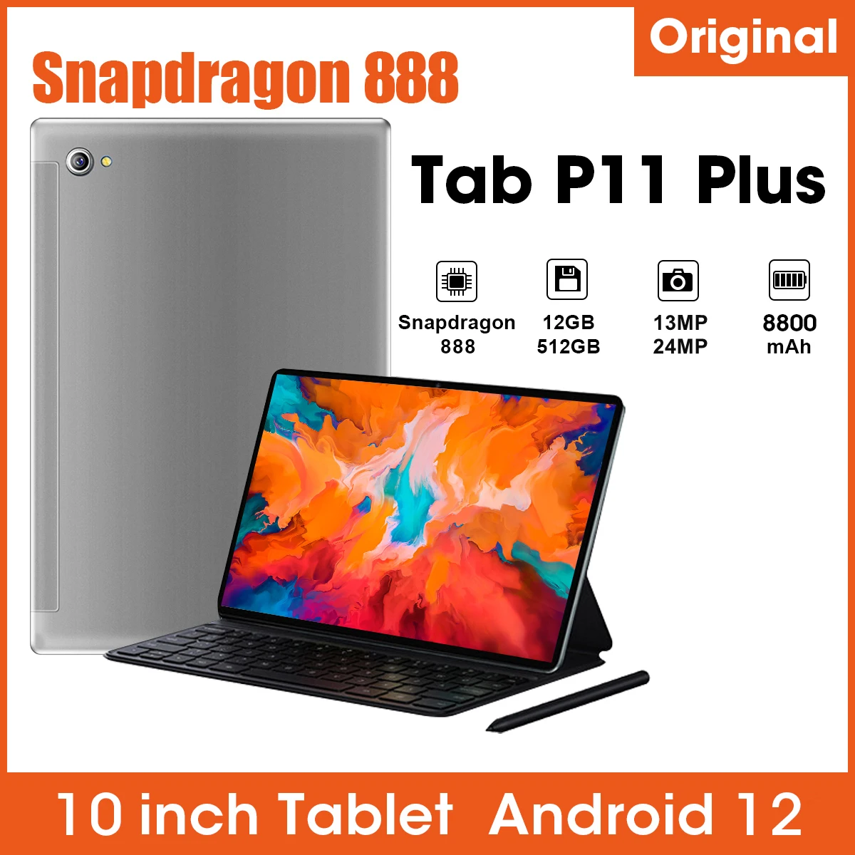 

New Original Global Version Tablet Tab P11 Plus 10 inch Android 12 Snapdragon 888 12GB+512GB Tablette PC 5G Dual SIM Card WIFI